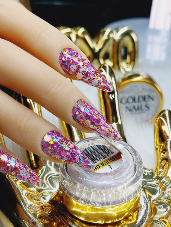 MIX GLITTERY #7 GOLDEN NAILS